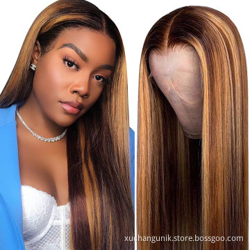 Uniky Wholesale Highlight Color Short Human Hair Wig Brazilian Virgin Bob Ombre Color Wigs 100% Human Hair Lace Wig
